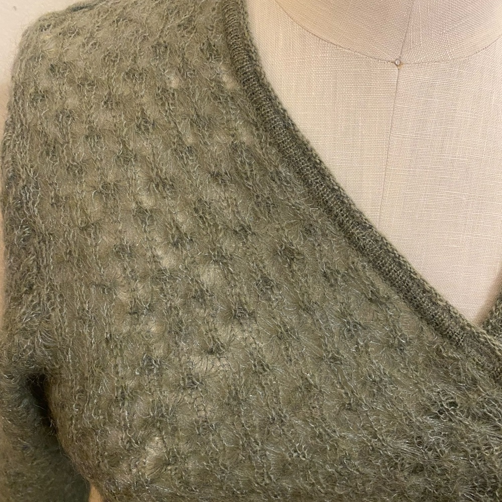 Vintage Koret Olive Mohair Blend Pointelle Sweater- like Sezane - Picture 4 of 6